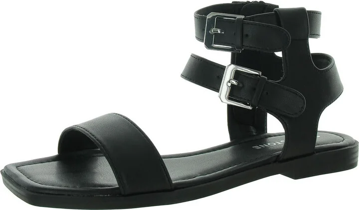 MONAACO Womens Faux Leater Zipper Flatform Sandals