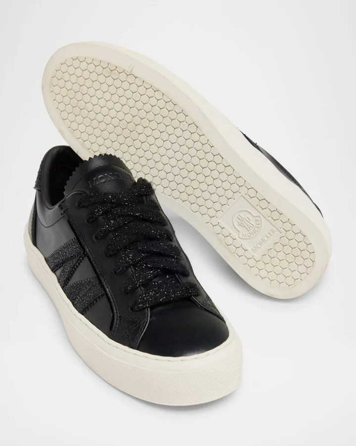 Monaco 2 Low-Top Glitter Leather Sneakers - Image 9