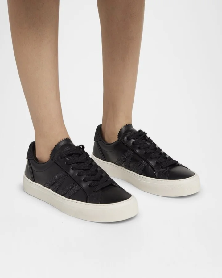 Monaco 2 Low-Top Glitter Leather Sneakers - Image 11
