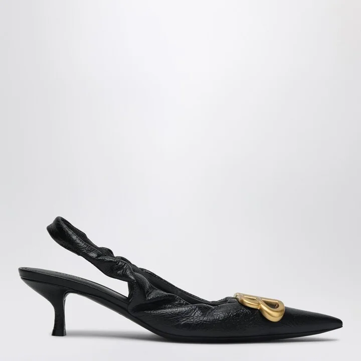 Monaco black slingback with logo