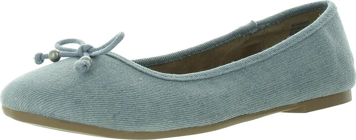 MONAEE Womens Bow Denim Ballet Flats