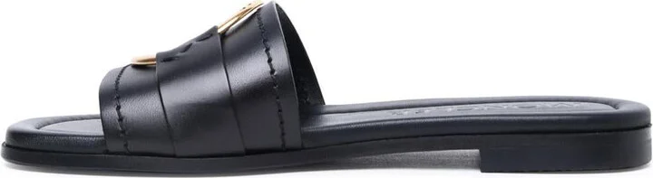 Moncler 'Bell' Black Leather Slippers - Image 3