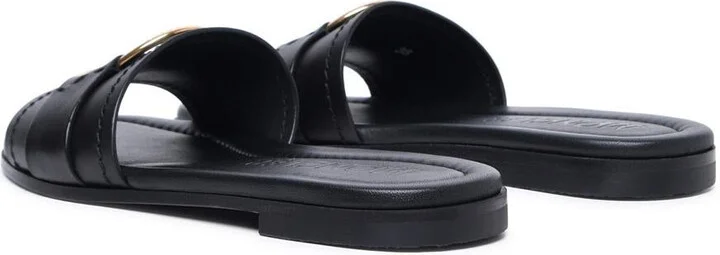 Moncler 'Bell' Black Leather Slippers - Image 4