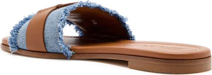 Moncler Bell Denim and Leather Sliders - Image 2
