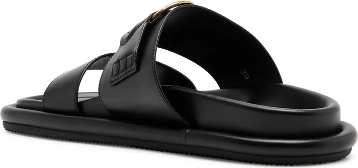 Moncler Bell Logo Leather Sliders - Image 2