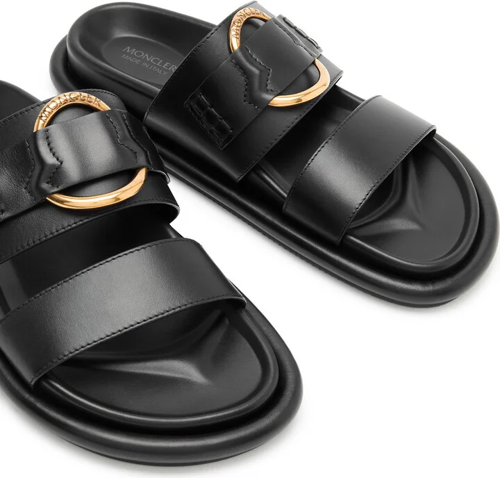Moncler Bell Logo Leather Sliders - Image 3