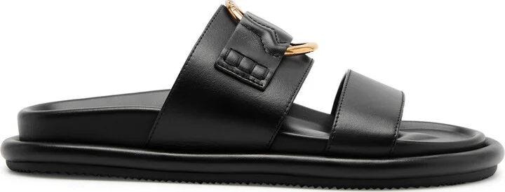 Moncler Bell Logo Leather Sliders