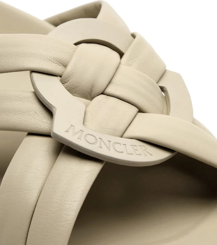 Moncler Bell Woven Leather Sliders - Image 4