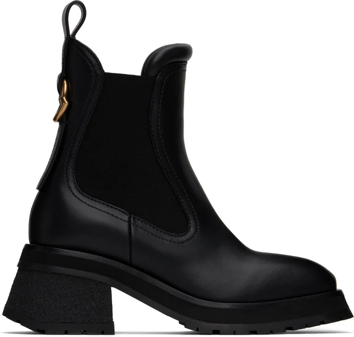 Moncler Black Gigi Leather Chelsea Boots
