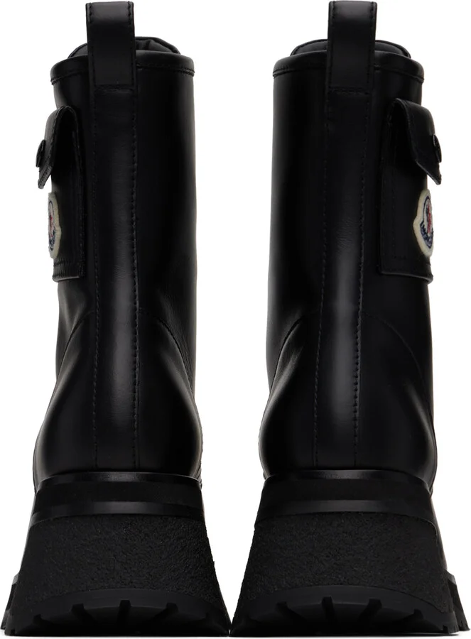 Moncler Black Gigi Leather Lace-Up Boots - Image 2