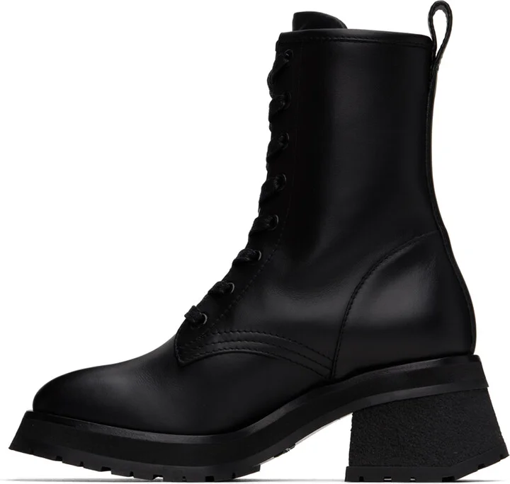 Moncler Black Gigi Leather Lace-Up Boots - Image 3