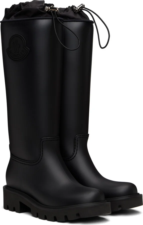 Moncler Black Kickstream High Rain Tall Boots - Image 4