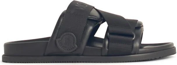 Moncler Black Leather Blend Sandals