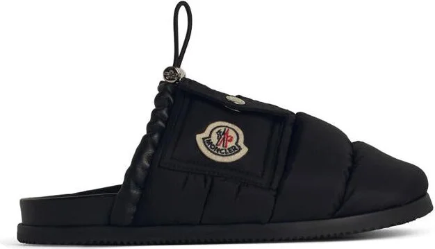 Moncler Black Nylon Slippers