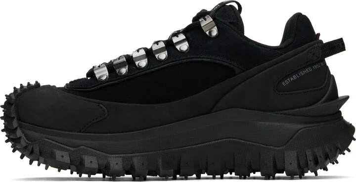 Moncler Black Trailgrip Apex Leather & Suede Sneakers - Image 3