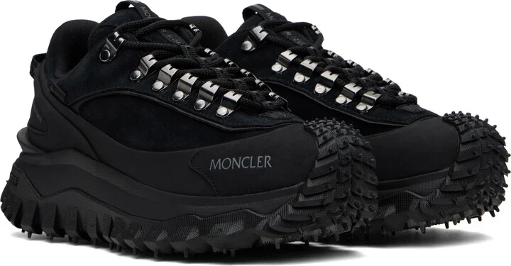 Moncler Black Trailgrip Apex Leather & Suede Sneakers - Image 4
