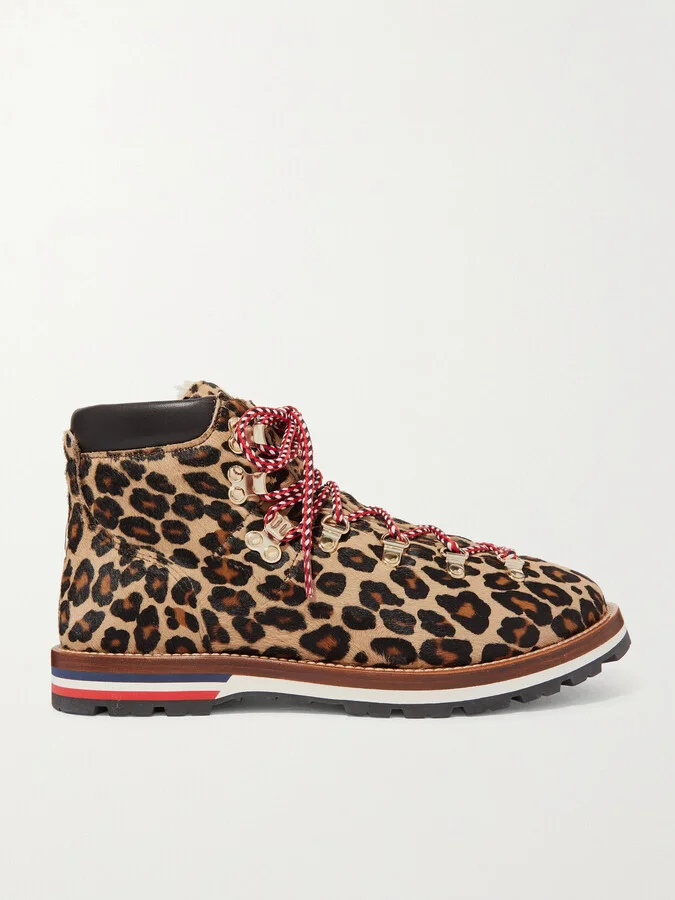 Moncler - Blanche Shearling-lined Calf Hair Ankle Boots - Animal print