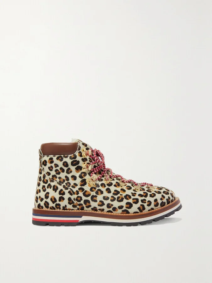 Moncler - Blanche Shearling-lined Calf Hair Ankle Boots - Animal print