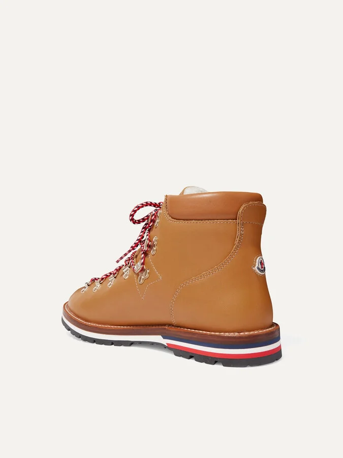 Moncler - Blanche Shearling-lined Leather Ankle Boots - Brown - Image 3