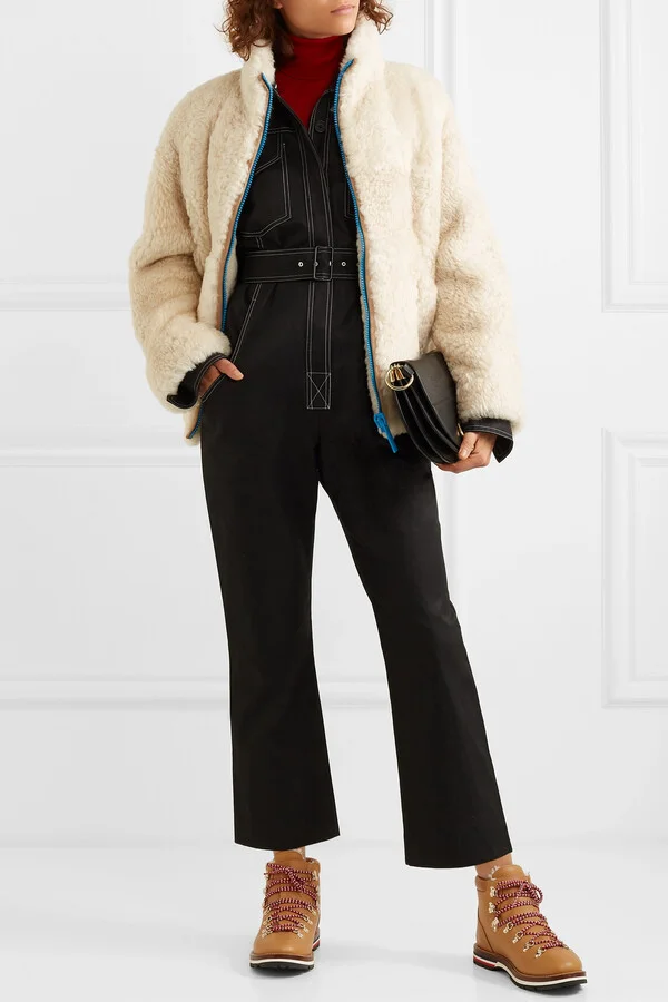 Moncler - Blanche Shearling-lined Leather Ankle Boots - Brown - Image 4