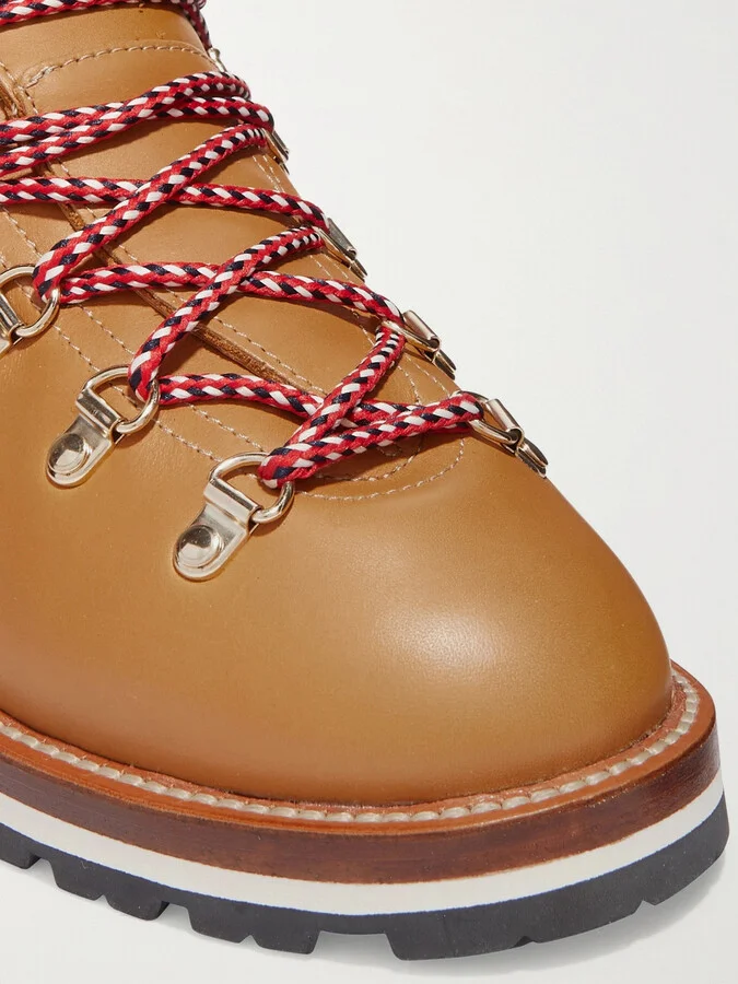 Moncler - Blanche Shearling-lined Leather Ankle Boots - Brown - Image 5