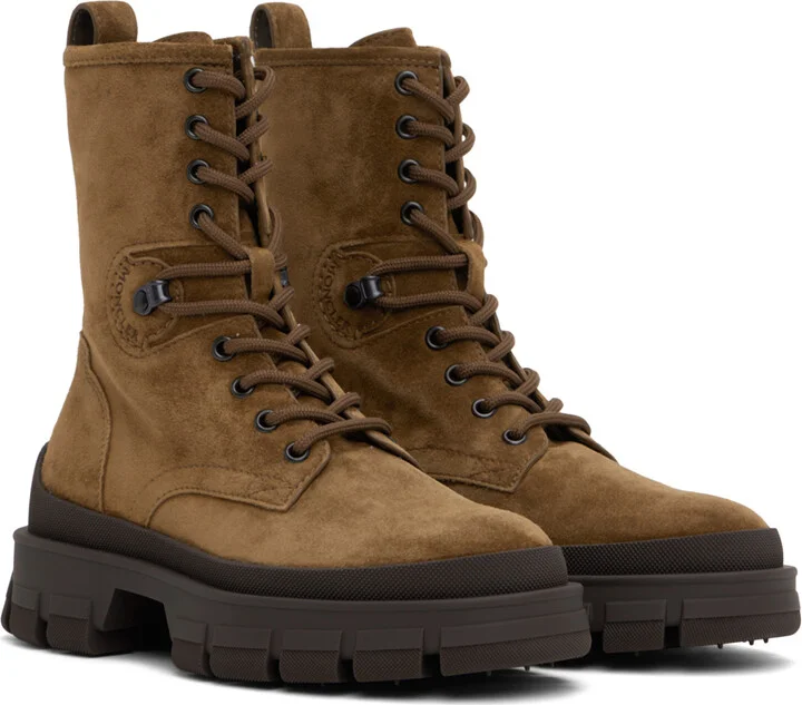 Moncler Brown Hevea Suede Lace-Up Boots - Image 4