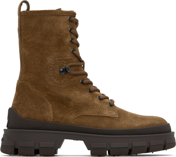 Moncler Brown Hevea Suede Lace-Up Boots