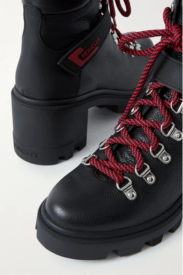 Moncler - Carol Rubber-trimmed Textured-leather Ankle Boots - Black - Image 4