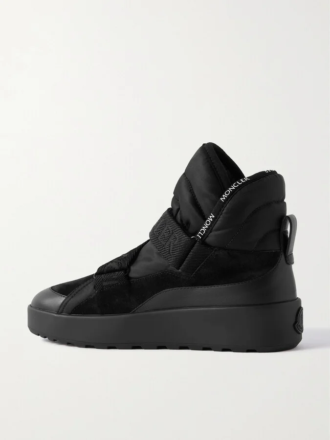 Moncler - Cross Promyx Suede-trimmed Quilted Shell And Leather High-top Sneakers - Black - Image 3