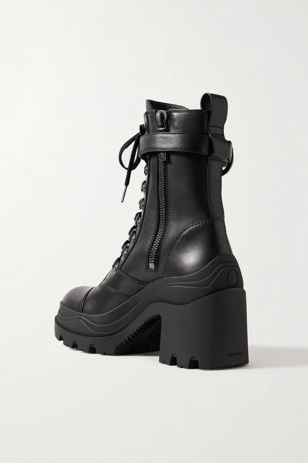 Moncler - Envile Buckled Leather Combat Boots - Black - Image 3