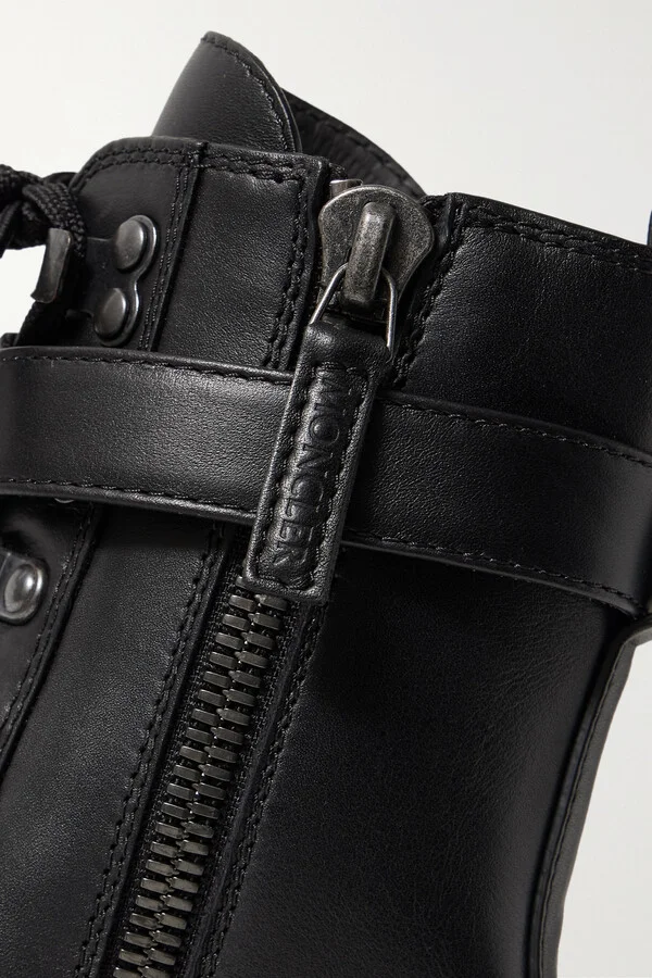 Moncler - Envile Buckled Leather Combat Boots - Black - Image 4