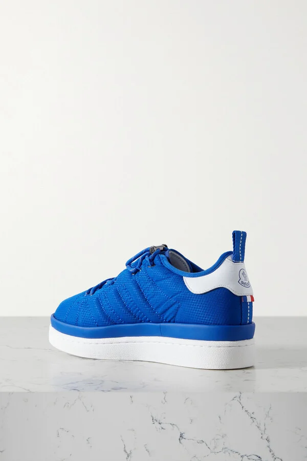Moncler Genius - + Adidas Originals Campus Leather-trimmed Ripstop Sneakers - Blue - Image 3