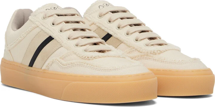Moncler Genius Moncler x Palm Angels Beige Low Top Sneakers - Image 4