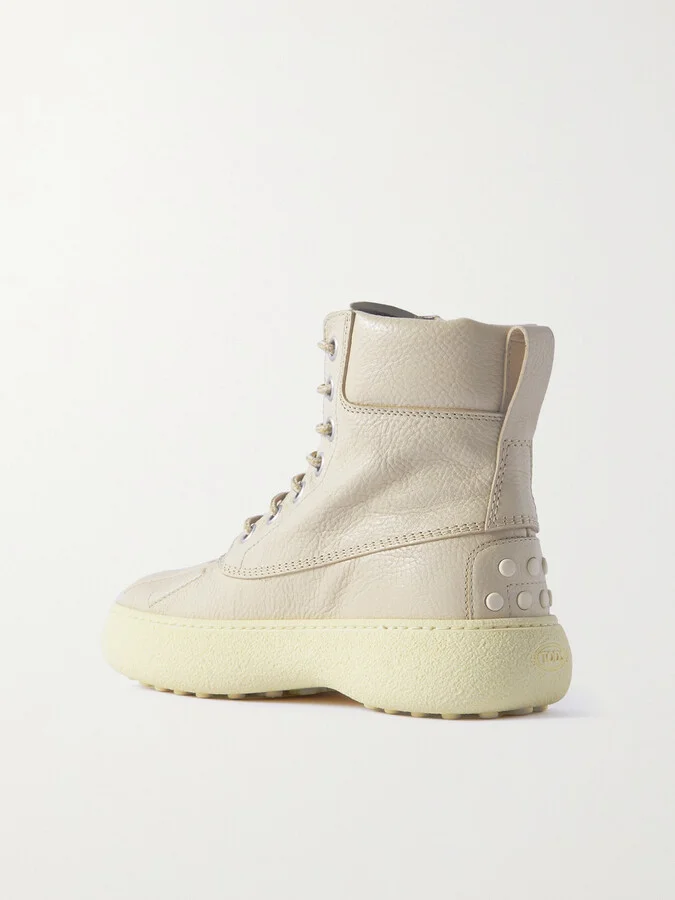 Moncler Genius - + Palm Angels Textured-leather Ankle Boots - Brown - Image 3