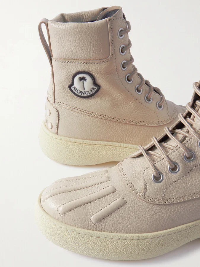 Moncler Genius - + Palm Angels Textured-leather Ankle Boots - Brown - Image 4