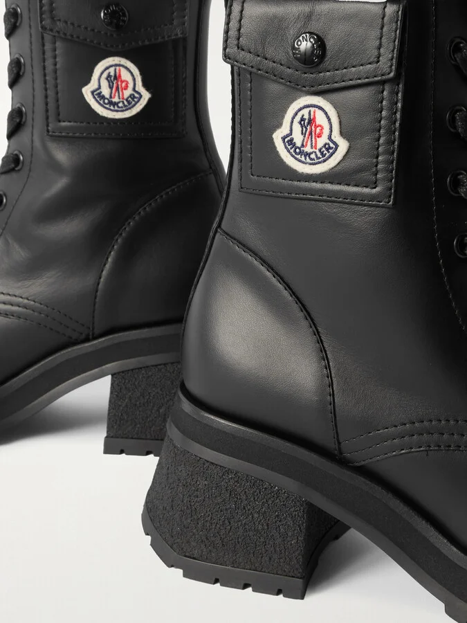 Moncler - Gigi Leather Ankle Boots - Black - Image 4