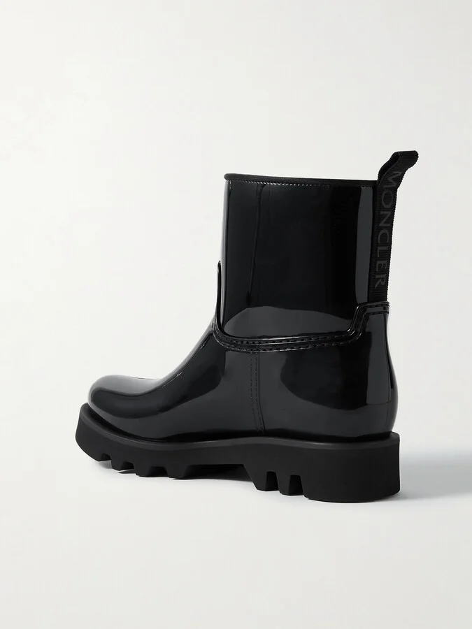 Moncler - Ginette Logo-appliquéd Glossed-rubber Rain Boots - Black - Image 3