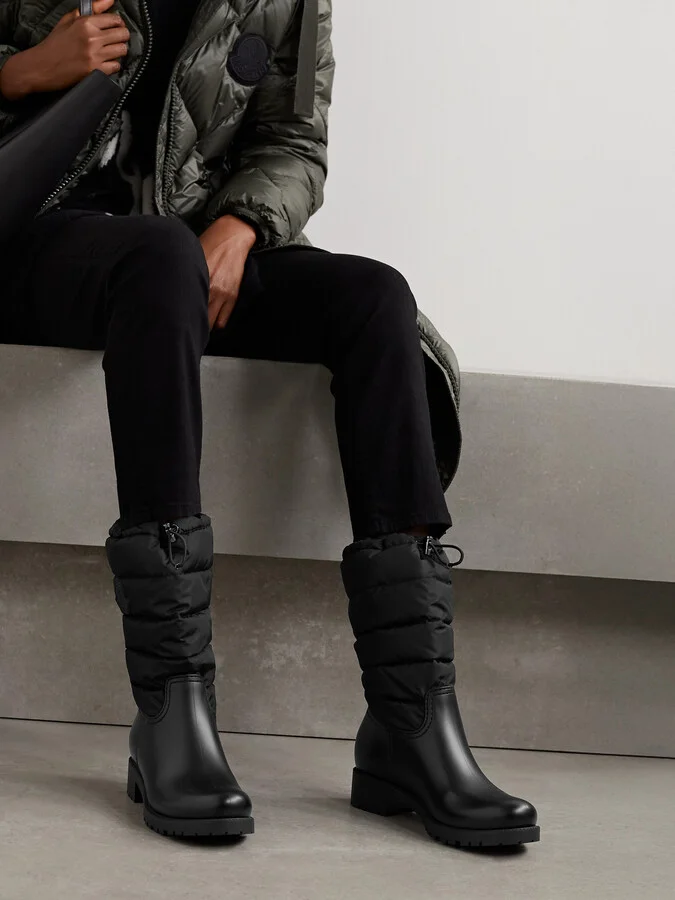 Moncler - Ginette Quilted Nylon And Rubber Rain Boots - Black - Image 2