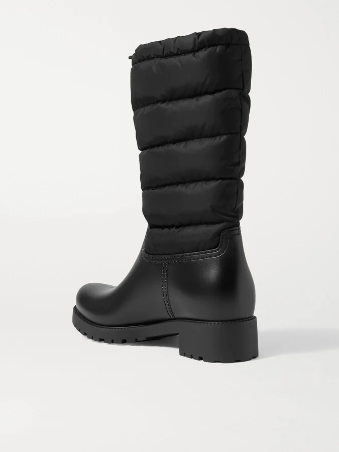 Moncler - Ginette Quilted Nylon And Rubber Rain Boots - Black - Image 3