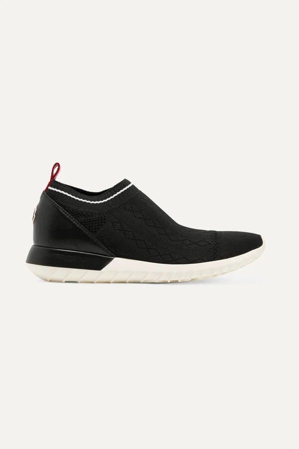 Moncler - Giroflee Leather-paneled Stretch-knit Slip-on Sneakers - Black