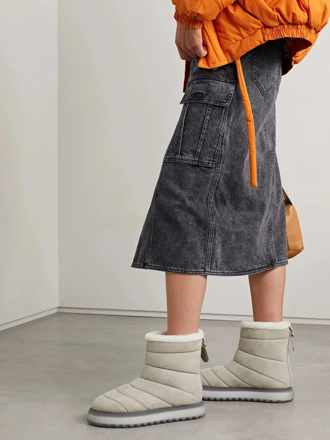 Moncler - Hermosa Shearling-lined Suede Ankle Boots - Neutrals - Image 2