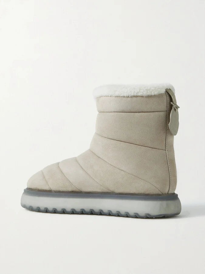 Moncler - Hermosa Shearling-lined Suede Ankle Boots - Neutrals - Image 3