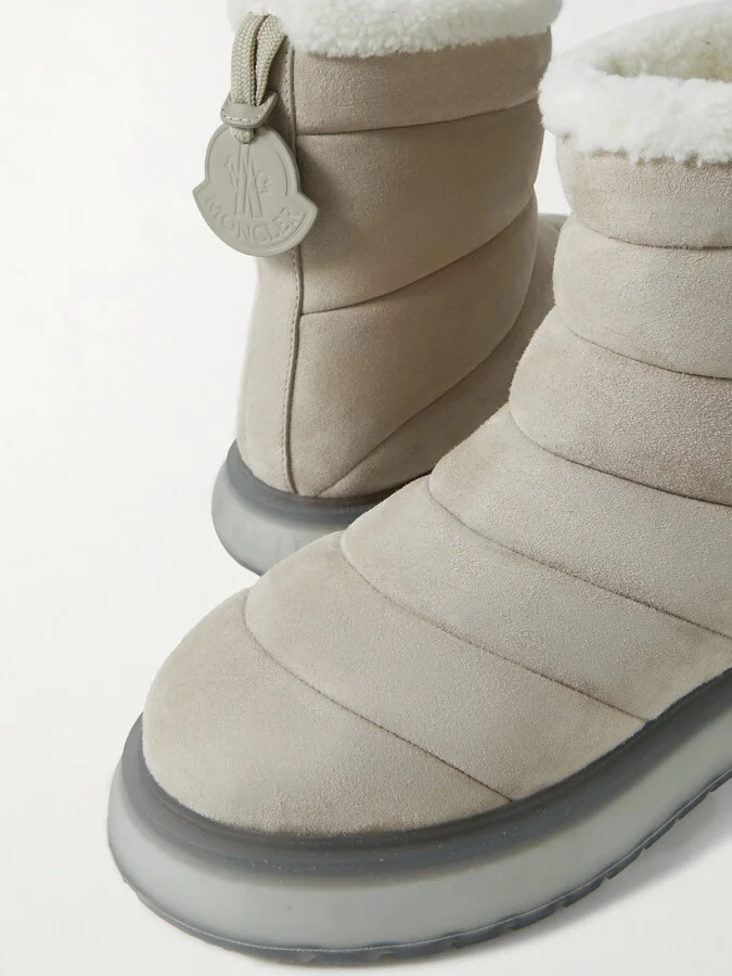 Moncler - Hermosa Shearling-lined Suede Ankle Boots - Neutrals - Image 4