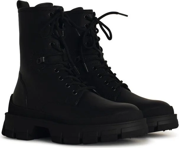 Moncler 'Hevea' Black Matte Leather Ankle Boots - Image 2