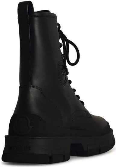 Moncler 'Hevea' Black Matte Leather Ankle Boots - Image 3