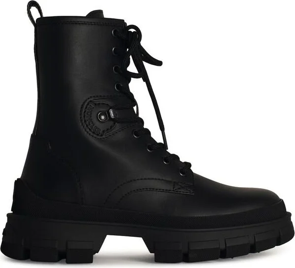 Moncler 'Hevea' Black Matte Leather Ankle Boots
