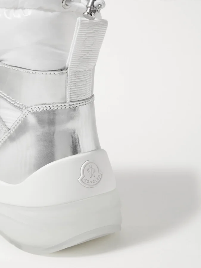 Moncler - Insolux Metallic Leather And Padded Shell Ankle Boots - White - Image 4