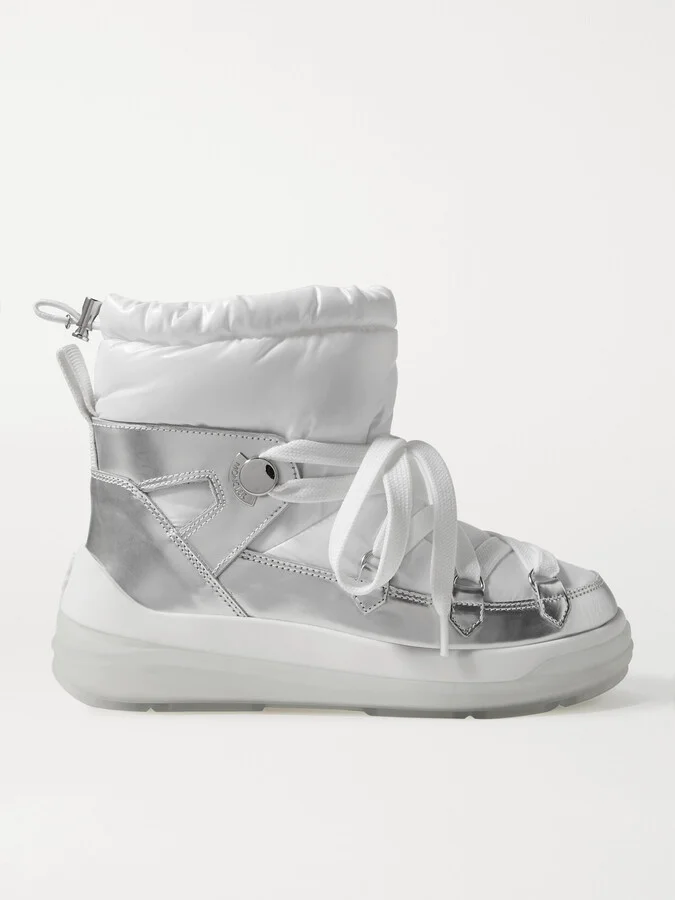 Moncler - Insolux Metallic Leather And Padded Shell Ankle Boots - White