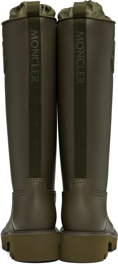 Moncler Khaki Kickstream High Rain Tall Boots - Image 2