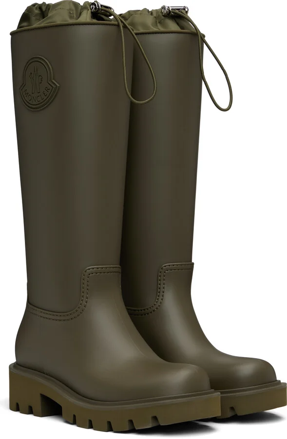 Moncler Khaki Kickstream High Rain Tall Boots - Image 4